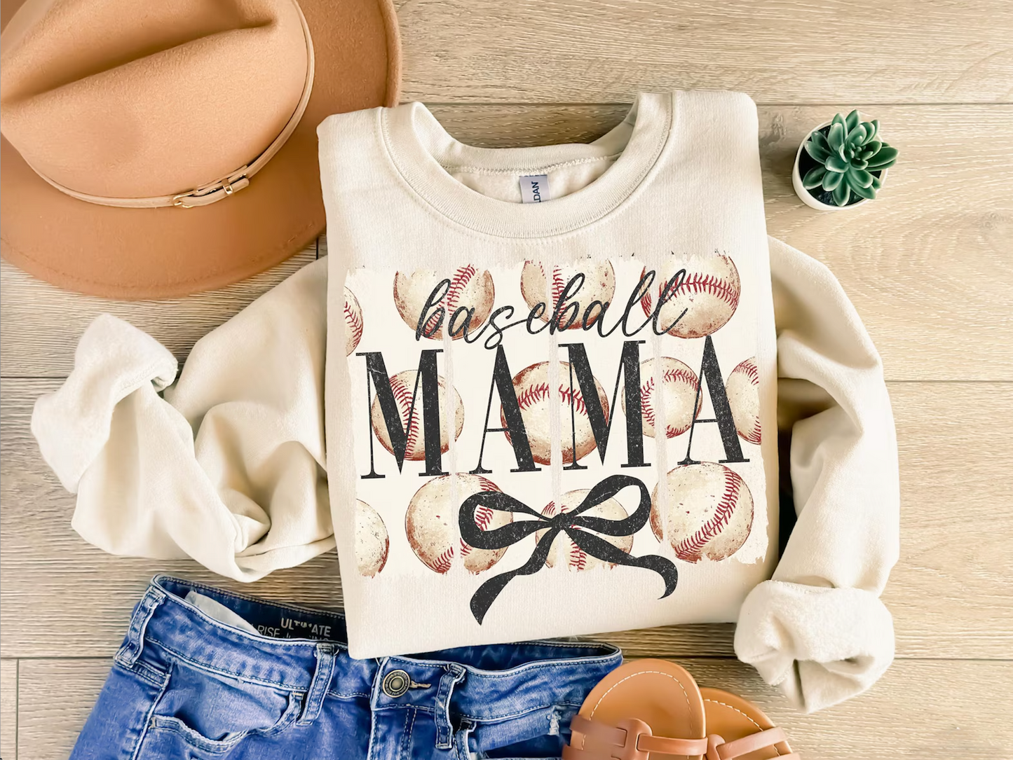 ⚾ Vintage Baseball Mama Bow Tee or Sweatshirt ⚾