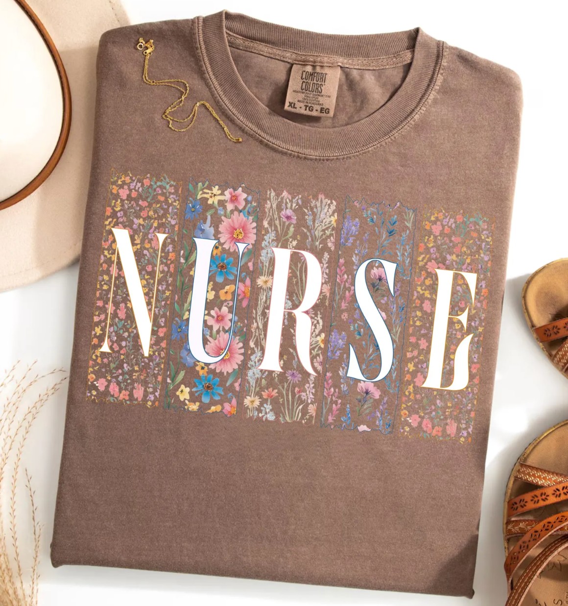 🩺 Nurse Floral Patchwork – Nurse Tee or Sweatshirt 🌸